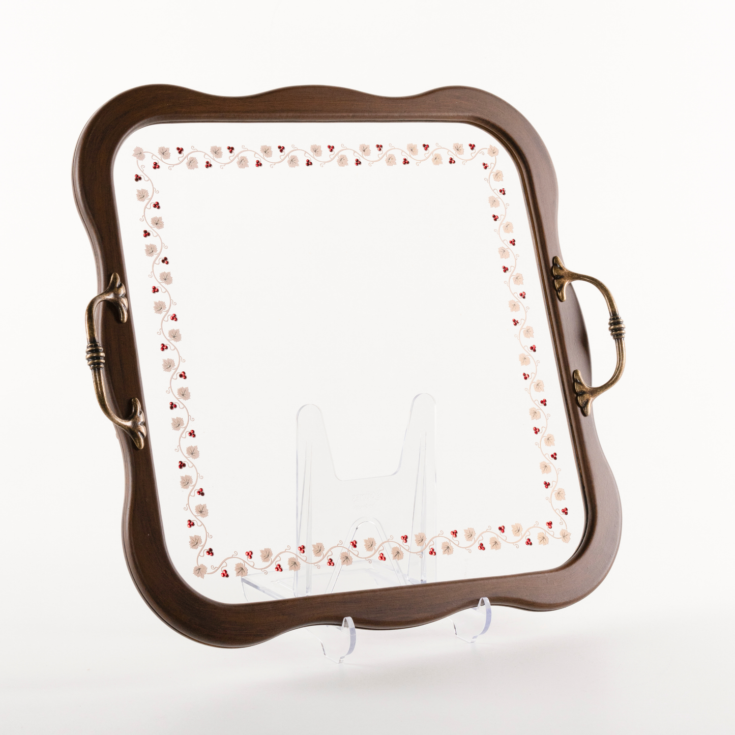 VINE LEAF TRAY WITH RED STONE