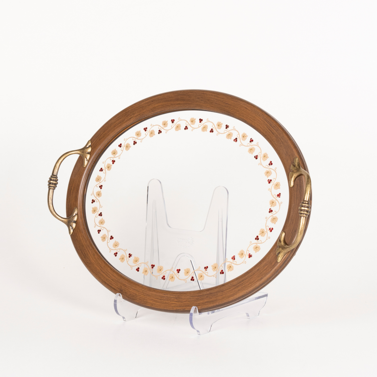 VINE LEAF TRAY WITH RED STONE