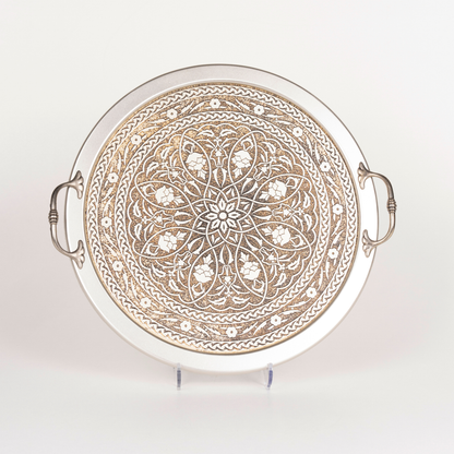 ROUND WOODEN ENGRAVED TRAY