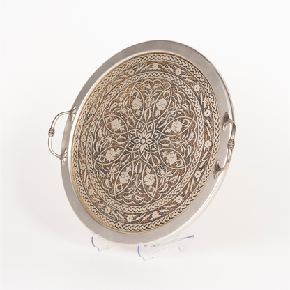 ROUND WOODEN ENGRAVED TRAY