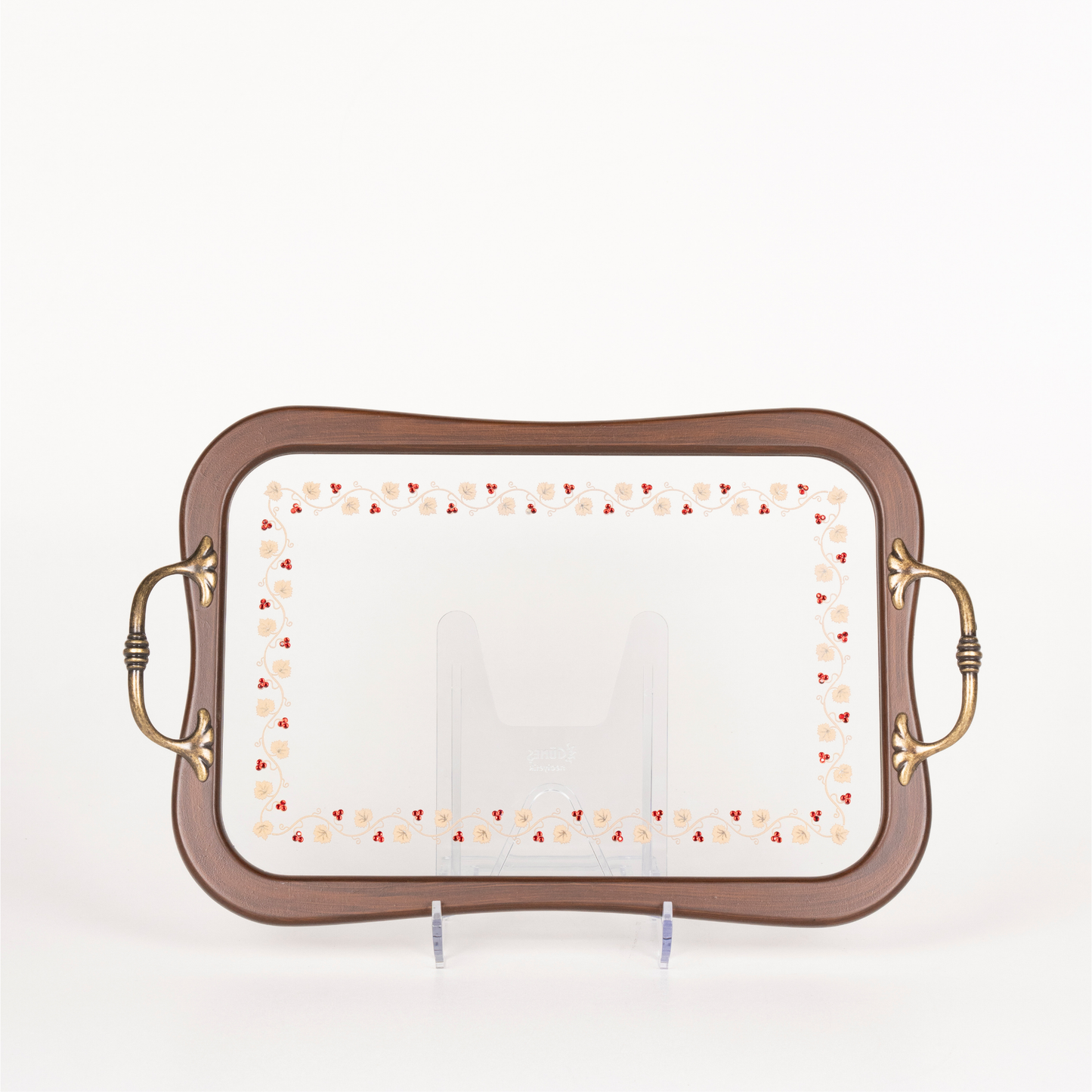 VINE LEAF TRAY WITH RED STONE