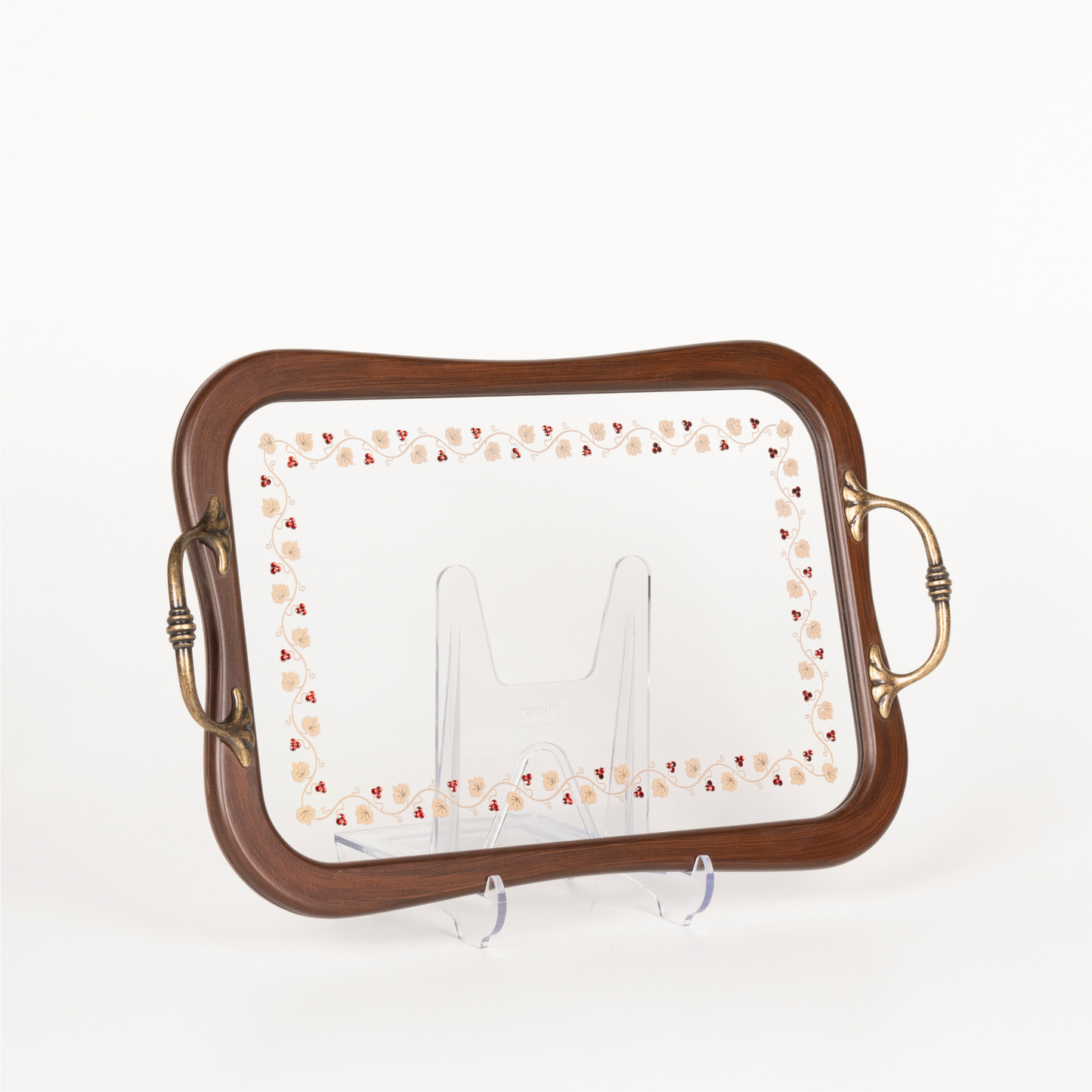 VINE LEAF TRAY WITH RED STONE