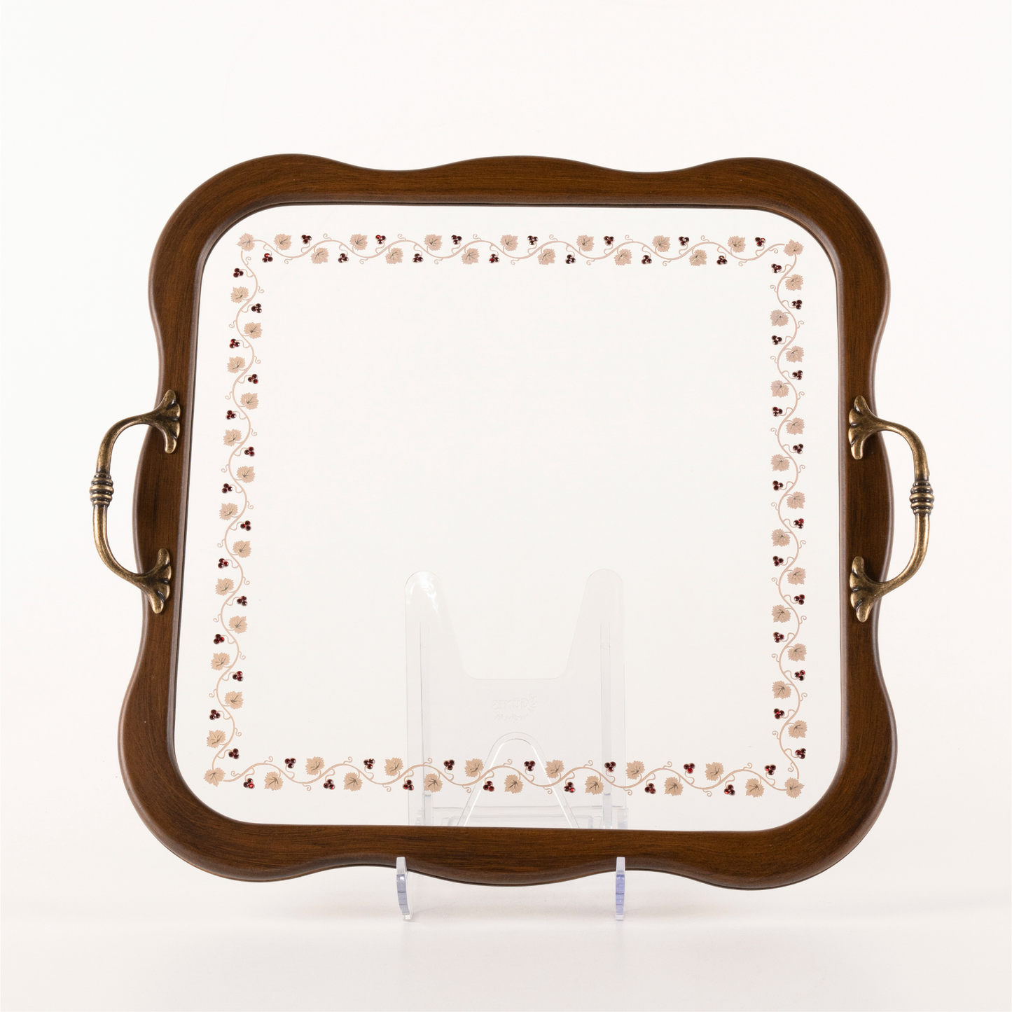 VINE LEAF TRAY WITH RED STONE