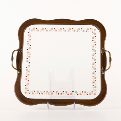 VINE LEAF TRAY WITH RED STONE