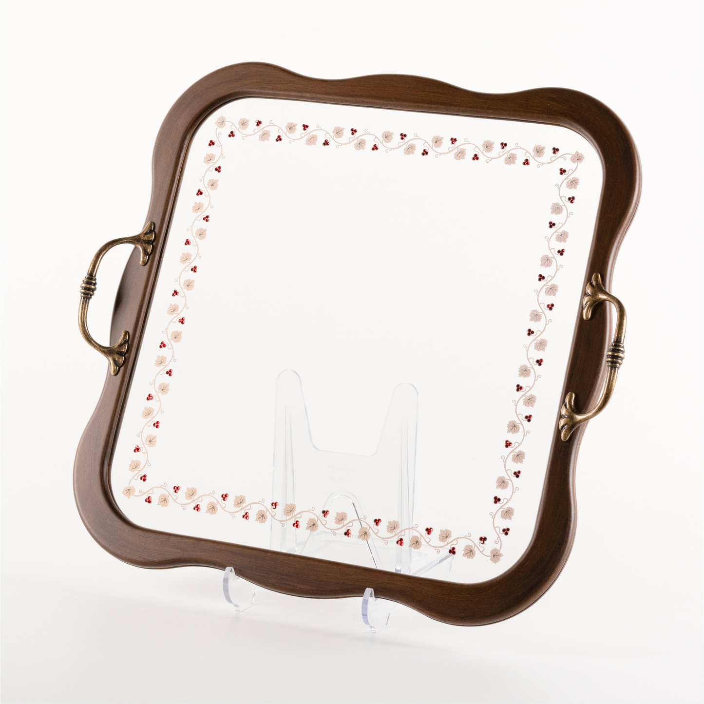 VINE LEAF TRAY WITH RED STONE