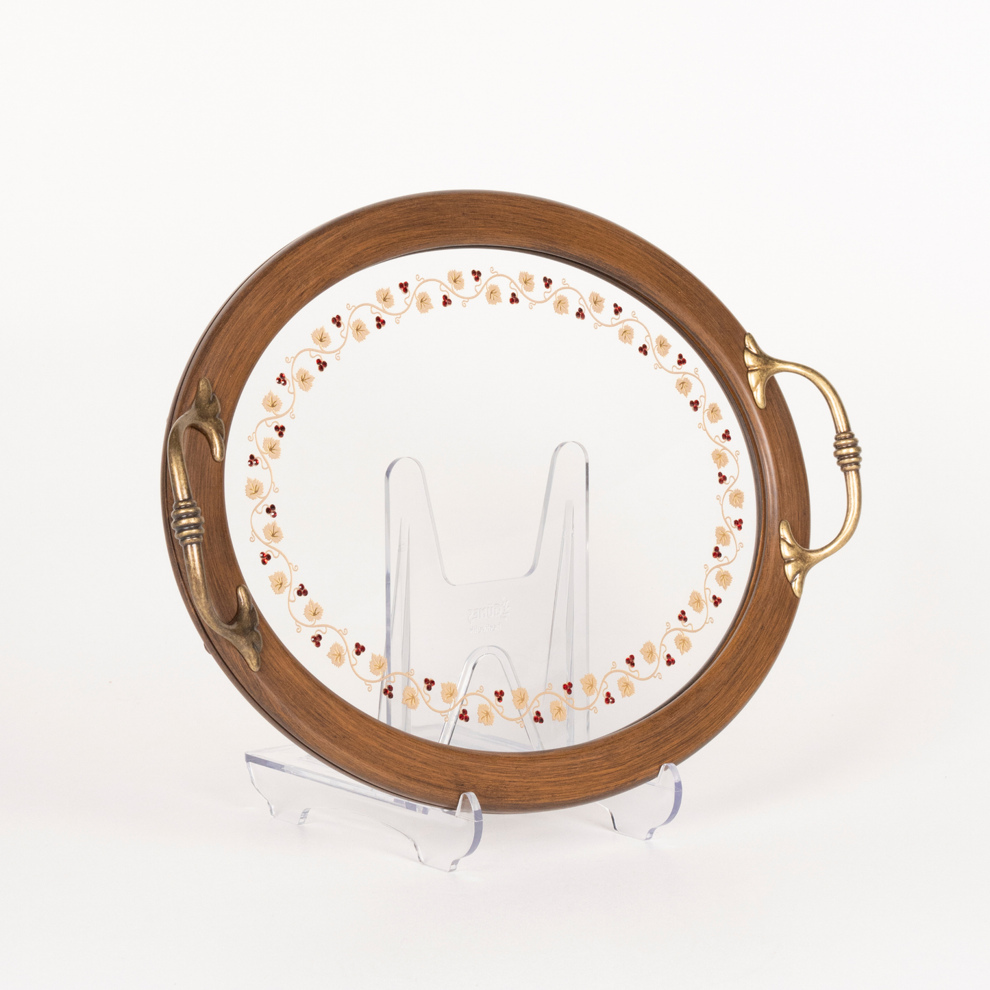 VINE LEAF TRAY WITH RED STONE