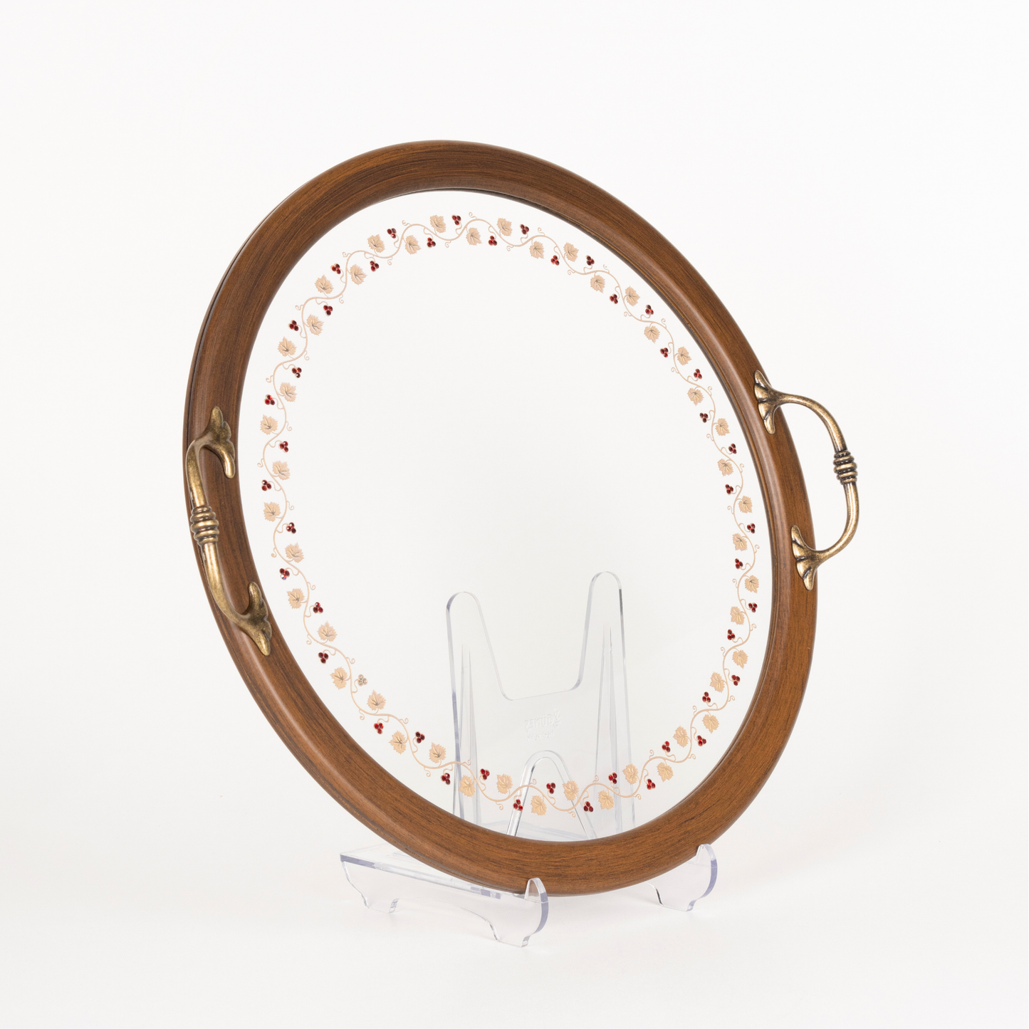 VINE LEAF TRAY WITH RED STONE