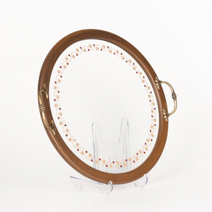 VINE LEAF TRAY WITH RED STONE