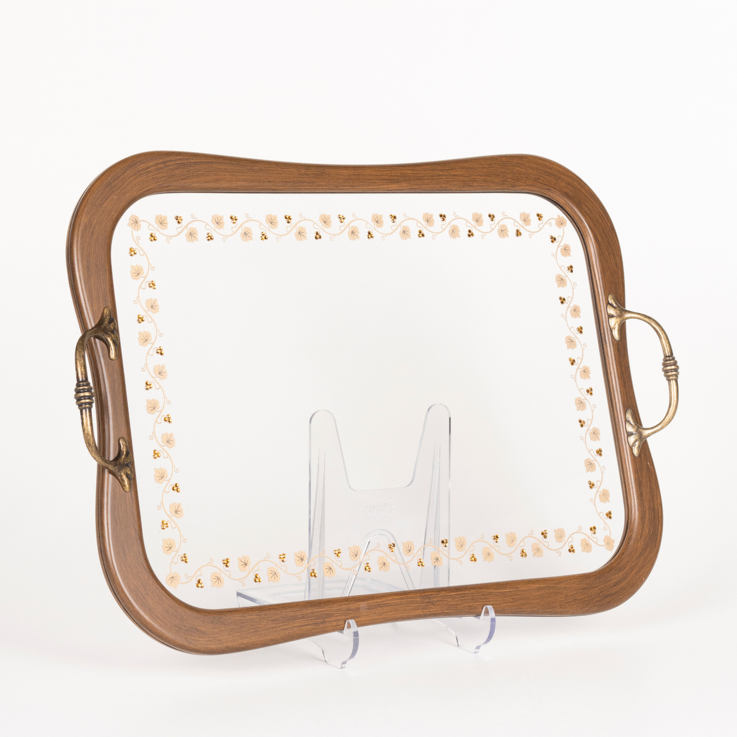 VINE LEAF TRAY WITH YELLOW STONE