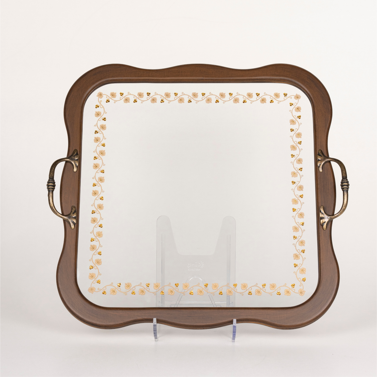 VINE LEAF TRAY WITH YELLOW STONE