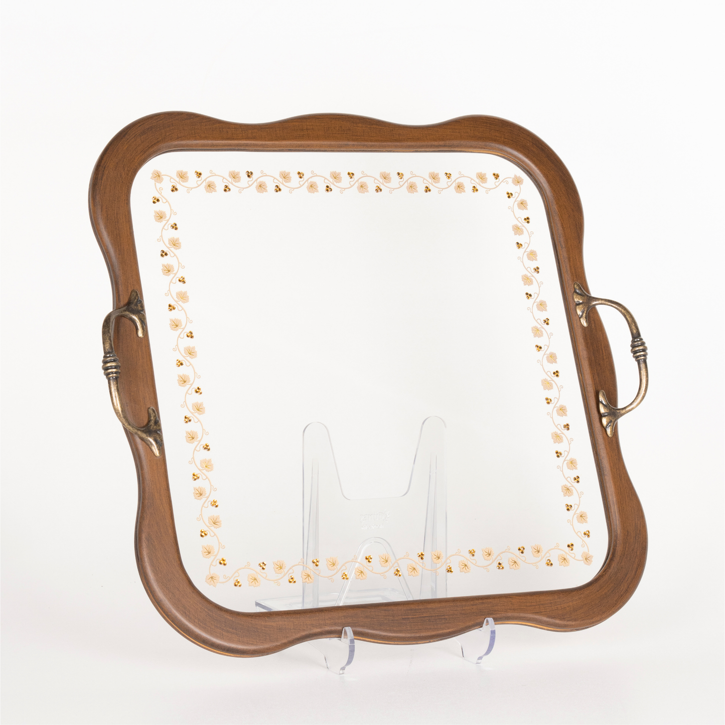 VINE LEAF TRAY WITH YELLOW STONE