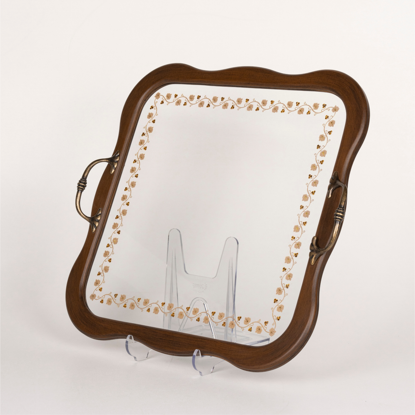 VINE LEAF TRAY WITH YELLOW STONE