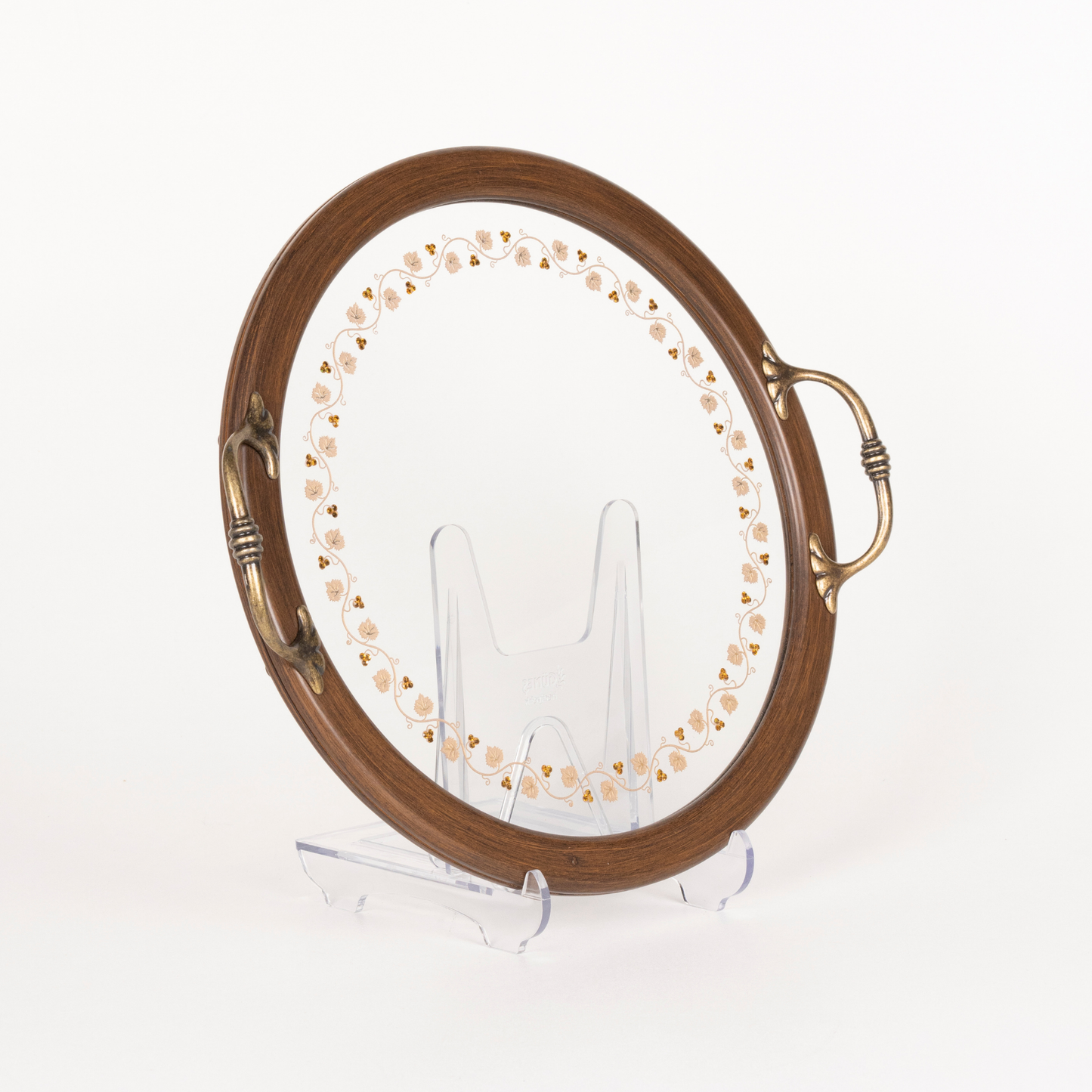 VINE LEAF TRAY WITH YELLOW STONE