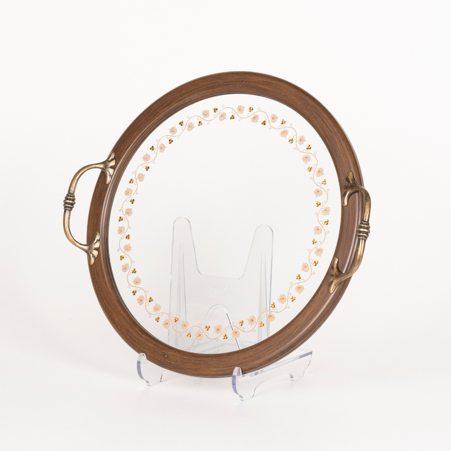 VINE LEAF TRAY WITH YELLOW STONE